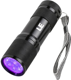LE UV Flashlight Handheld Black Light Flashlight 9 LED 395nm Ultraviolet Flashlight Pet Urine Stain Detector 3 AAA Batteries Included Find Stains on Clothes Carpet or Rugs