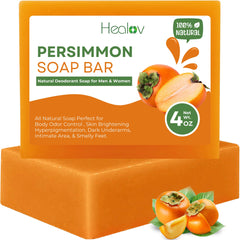 Persimmon Soap Bar for Body Odor Control – Purifying Deodorizing Face & Body Wash for Eliminating Nonenal Body Odor – Great for Skin Brightening Hyperpigmentation – Deodorant Soap for Men & Women