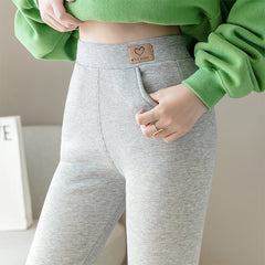 Plus Size Solid Grey Stretch Pocket Leggings