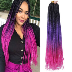 6 Packs Box Braids Crochet Hair 22Inch Crochet Box Braids Crochet Hair Pre-looped Synthetic Purple Crochet Braids Crotchet Box Braids Hair (ombre purple 22inch)