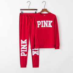 Slim Fit Letter Print Sports Two-Piece Set for Women