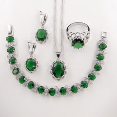 Floral Basket Earrings and Bridal Zircon Jewelry Set