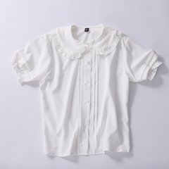 College Style Sweet Ruffle Short Sleeve Women's Top