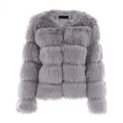 Faux Fur Fox Hair Coat for Women - Short Sleeve Design