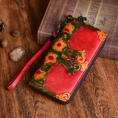 Women's Retro Embossed Cowhide Money Bag