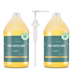 WHOLENATURALS Pure Castile Soap Liquid EWG Verified & Certified Palm Oil Free Unscented Natural Mild & Gentle Non-gmo & Vegan - Organic Body Wash Laundry Pet/Dog and Baby Soap -Pack of 2 w/pump