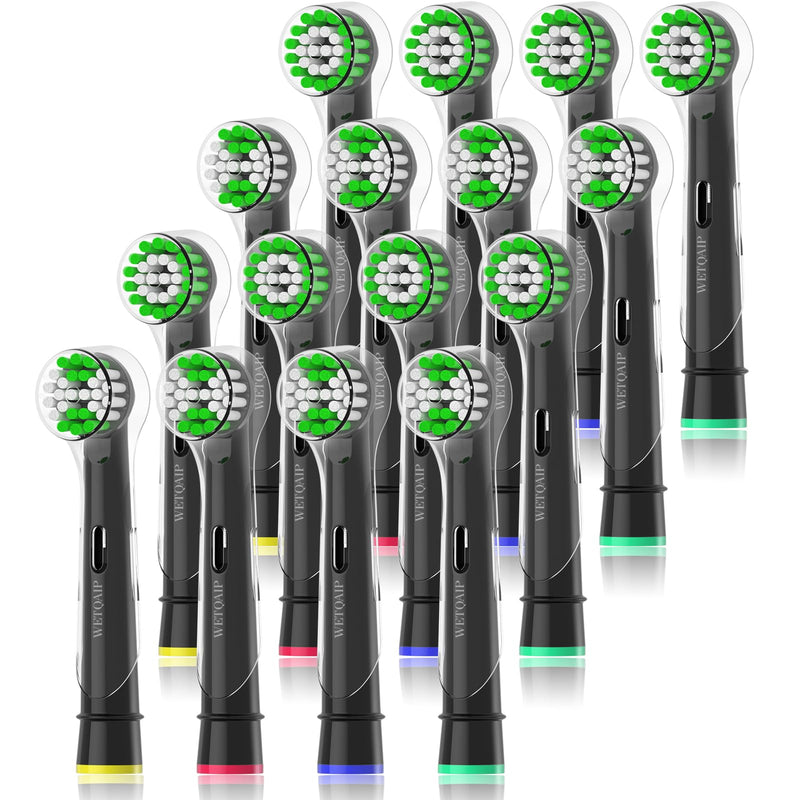 Wetqaip Replacement Heads Compatible with Oral b Braun Electric Toothbrush Toothbrush Heads for Pro 1000 500 1500 Health Genius X 8 Sensitive+8 Precision+16 Cover Caps-Black