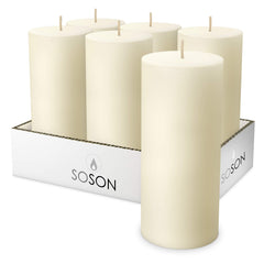 Simply Soson 3x6 inch Ivory Pillar Candles Set of 6 Smooth Texture Unscented Ivory Candles Dripless Candles 3 inch Pillar Candles Ideal as Wedding Parties Spas Dinner Home Decoration Church