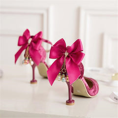 Kids' Pearl Party High Heel Shoes with Bowknot