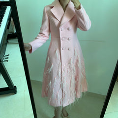 Heavy Industry Nail Drill Long Woolen Coat
