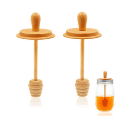 2pcs Wooden Mason Jar Honey Dippers - Honey Dipper Wooden Stick for Regular Mouth Mason Jars Honey Spoon Mason Jar Honeycomb Lid for Regular Mouth 16 oz Mason Ball Jars (ONLY Honey Dippers)