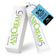 AneCream5-5% Lidocaine Numbing Cream Maximum OTC Strength Medical Grade Topical Anesthetic Pain Numbing Cream 30-gram Tube Local and Anorectal Uses Hemorrhoid Treatment