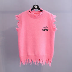 Fashionable Cartoon Knitted Vest Set with Long Sleeve Shirt