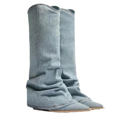 Retro High-Top Pointed Boots for Women 2024