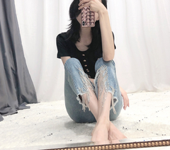 High-Waisted Chain Tassel Flare Pants