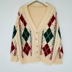 Diamond Twist Retro Loose Knitted Sweater
