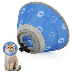 IDOGCHEW Cat Cone Collar Soft Cat Cones to Stop Licking Adjustable Cat Cone Water Resistant Foldable Adjustable Lightweight (Blue Fish Medium)