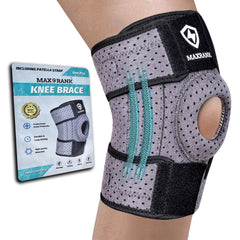 MAXRANK Knee Brace with Side Stabilizers - Adjustable Knee Support with Patella Gel Pad Knee Wraps for MCL Osteoarthritis Meniscus Tear Arthritis ACL Pain Relief Working Men & Women (13.5-20 Kneecap)
