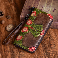 Women's Retro Embossed Cowhide Money Bag