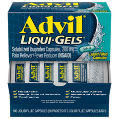 Advil Liqui-Gels Pain Reliever and Fever Reducer Pain Medicine for Adults with Ibuprofen 200mg for Headache Backache Menstrual Pain and Joint Pain Relief - 50x2 Liquid Filled Capsules