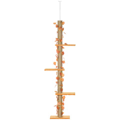 Pawhut Floor to Ceiling Cat Tree 80" - 95" Adjustable Tall Cat Tower 3-Level Cat Climbing Towe for Indoor Cats with Sisal Scratching Post Platforms Leaves Orange