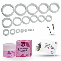 Vajraang Phimosis Stretching Rings (20 Rings Set) with Fore-Stretch Cream Tool and How to Use Booklet White 345681012....38mm
