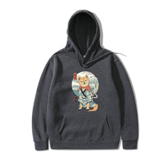 Shiba Inu Dog Illustration Casual Hooded Sweater