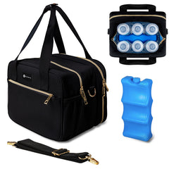 Canero Breastmilk Cooler Bag with Ice Pack and Shoulder Strap Fits 6 Bottles Up to 11 Ounce Wearable Breast Pump Bag Insulated Bottle Bag Bottle Storage Compatible with Medela Elvie Momcozy