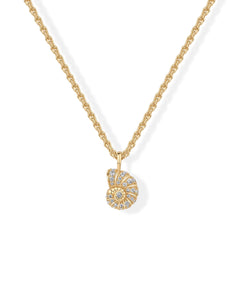 PAVOI 14K Yellow Gold Plated Dainty Boho Beachy Summer Conch Seashell Pendant Necklace for Women | Knit Tightened Rope Chain Necklace