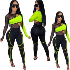 Women's Sexy Sports Set with Mesh Bikini and Leggings