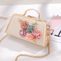 Elegant Floral Chain Shoulder Evening Clutch Bag for Women