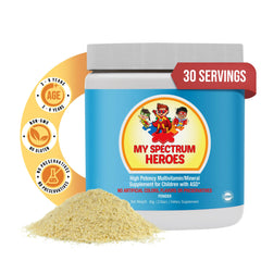 My Spectrum Heroes Kids Powder Multivitamin - Easy to Mix Powder Supplement Better Absorption Non-GMO Non-Gluten No Artificial Ingredients - Neural Help for Children on The Spectrum - 30 Servings