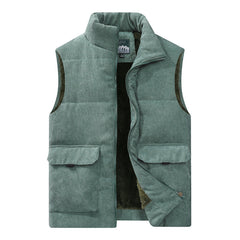Men's Corduroy Vest with Pockets and Thick Lining