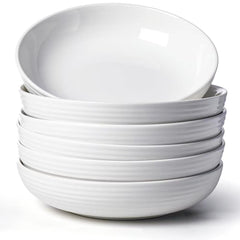 AISBUGUR Pasta Bowls 38oz Ceramic Pasta Plates Set of 6 8.7" Salad Bowls Serving Bowls White Blates for Eating Wide and Shallow Bowls Plates for Serving Dinner Microwave Dishwasher Safe