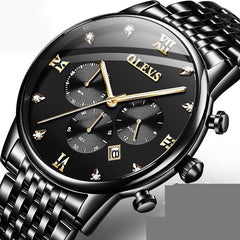 Waterproof Multi-function Chronograph Quartz Watch with Light