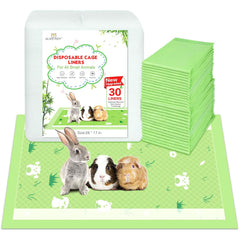Guinea Pig Cage Liners 30pcs Odor Control Guinea Pig Bedding Accessories Super Absorbent Disposable Pee Pads for Guinea Pig Rabbit Hamster Ferret and Other Small Animal 28" x 17" Fit Any Size C&C Cage