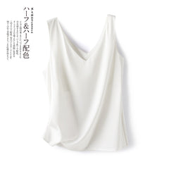 Versatile Women's Solid Silk Satin Tank Top
