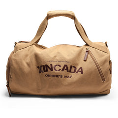 Men's Large Capacity Canvas Travel Fitness Bag with Pocket