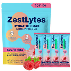 Strong Satly Hydration Powder Packets Electrolyte Powder Drink Mix Liquid Everyday IV Drink Mix for Rehydration Max | Sugar Free | 9 Vitamins & Nutrients | 2 Hydration Factors | 16 Sticks | Raspberry