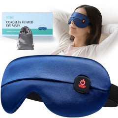 YFONG Cordless Heated Eye Mask for Dry Eyes Warm Eye Compress for Stye Blepharitis Chalazion MGD Washable Heating Eye Mask for Sleeping Travel Office Nap Perfect Light Blocking (Blue)