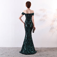 Off-Shoulder Sequin Mermaid Evening Gown for Events