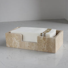 Natural Travertine Napkin Holder 9.8"x4.9"x2.8" Guest Towel Holder Paper Hand Basket for Bathroom/Kitchen/Restaurant