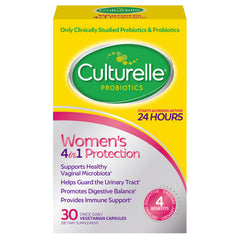 Culturelle 4-in-1 Probiotics for Women Daily Probiotic & Prebiotic Supplement to Support Vaginal Health Digestive Health Immune Health Occasional Diarrhea Gas & Bloating Relief Non-GMO 30 Count
