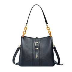 Large Capacity Leather Bucket Handbag