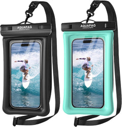 NEPHI IP68 Waterproof Phone Pouch 2 Pack-Up to 7.0"，Adjustable Neck Lanyard Floating Waterproof Phone Case for iPhonePhone Dry Bags for Vacation Beach Pool Travel Essentials (Black Green 2 Pack)