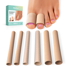 Welnove Cuttable Toe Tubes Sleeves - 6 Pack Zehenschützer für Hammerzehen Hühneraugen Schwielen Blasen - Stoff & atmungsaktives Gel-Futter Zehenschützer Relief Toe Druck Schmerzen……