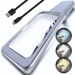 MagniPros 6X Rechargeable Magnifying Glass for Reading with 3 Color Light Modes & Anti-Glare Lens - Relieve Eye Strain | Perfect for Low Vision Seniors Inspection Crafts & Fine Print