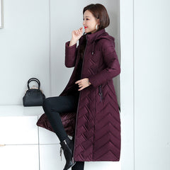 Linggra Long Solid Color Detachable Cotton Jacket
