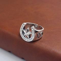 S925 Sterling Silver Pentagram Ring for Men