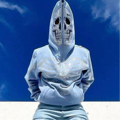 Women's Oversized Skull Rhinestone Hoodie Sweatshirt